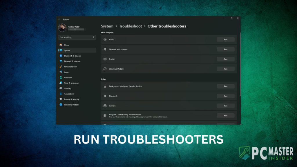 How to run troubleshooter on Windows 11